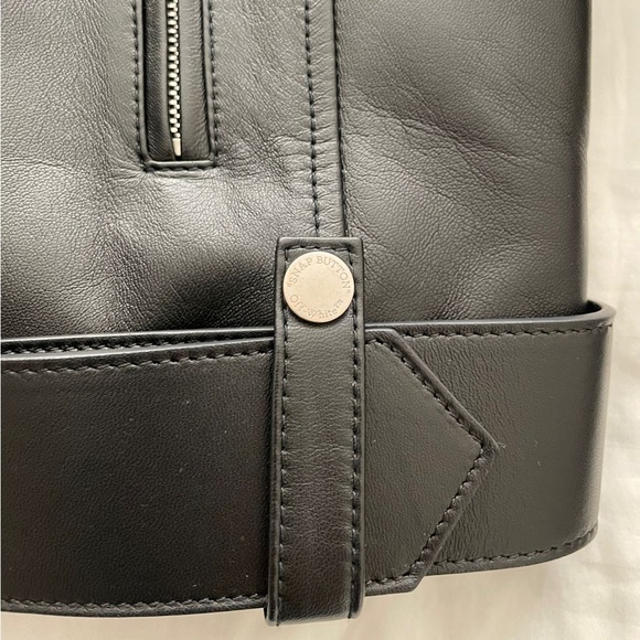 Off White Leather Biker Jacket arrows motif - Picture 6 of 9